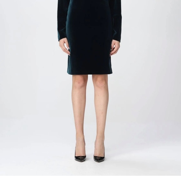 MaxMara Velvet silk blend women’s dress dark green size 6 new without tag - Picture 5 of 11